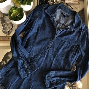 Dark Denim Button-Down Shirt
